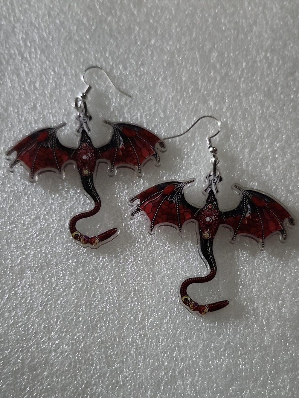 Red Dragon Wing Dangle Earrings - Women Jewelry